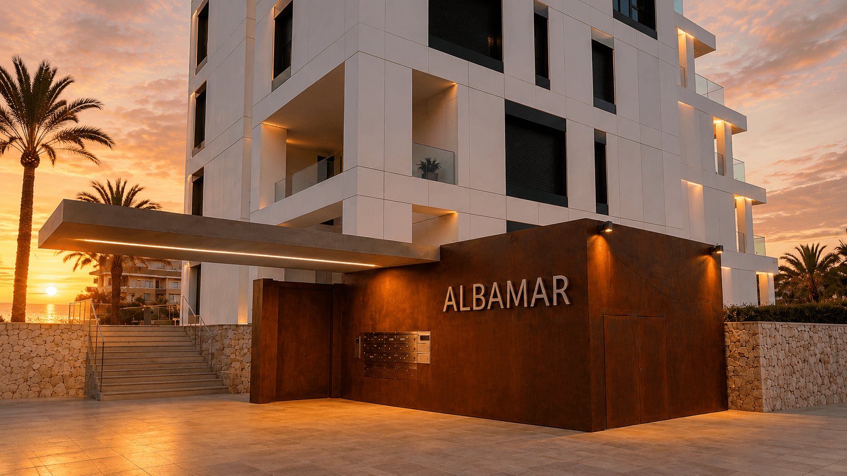 Albamar_residence_entrance_night